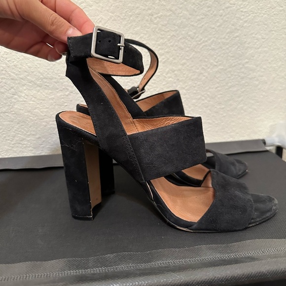 MADEWELL Octavia Black Suede Block Heel Sandal High Heels - Picture 6 of 11